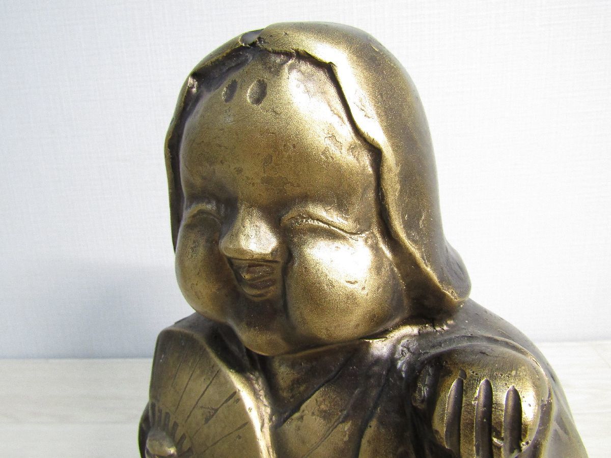 真鍮製　お多福さん　春画置物 お多福 お福さん 置物 幅20cm 高さ24cm金属工芸品 春画 子宝
