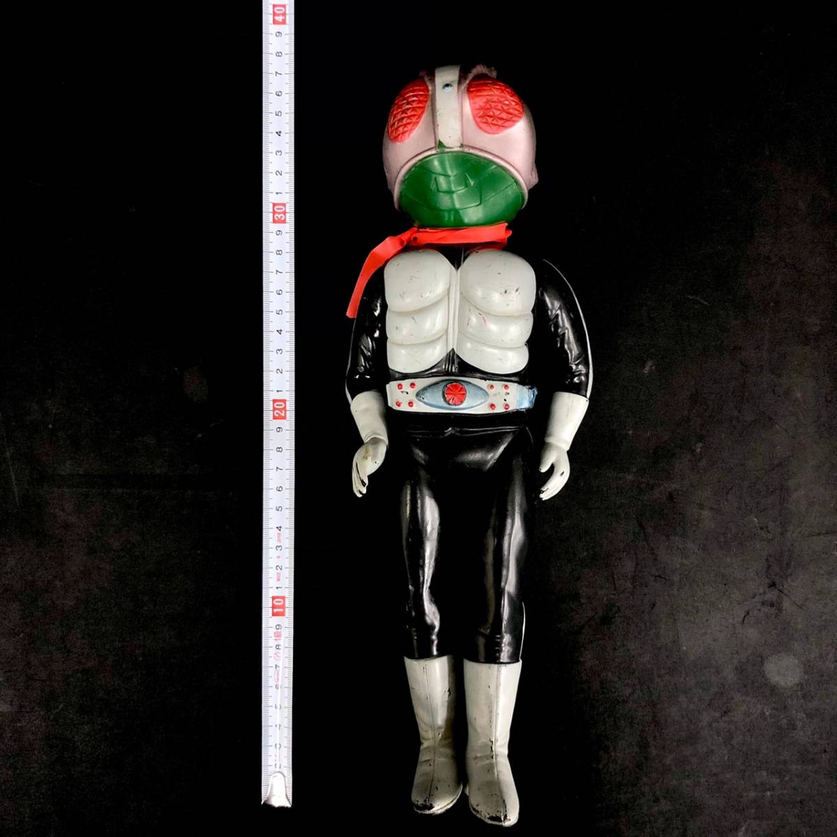 ABm042R 80 当時物 旧BANDAI 仮面ライダー 1号 ソフビ 全長 約35.5cm 