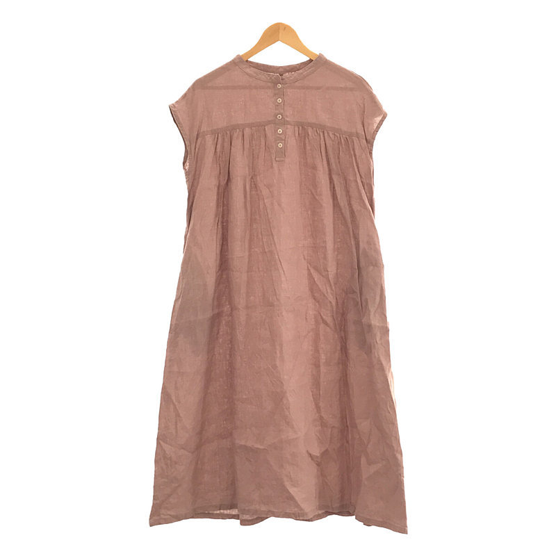 fog linen work / フォグリネンワーク | リネンノースリーブ フレア ワンピース | ピンクベージュ | レディース