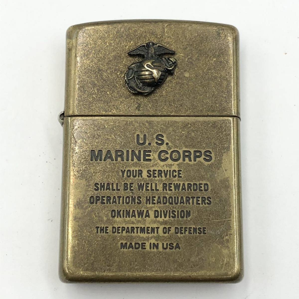24OM★ZIPPO U.S. MARINE CORPS solid brass★ジッポー 1995年製 アメリカ 海兵隊 ソリッドブラス ゴールド オイルライター GOLD DA7/DC6