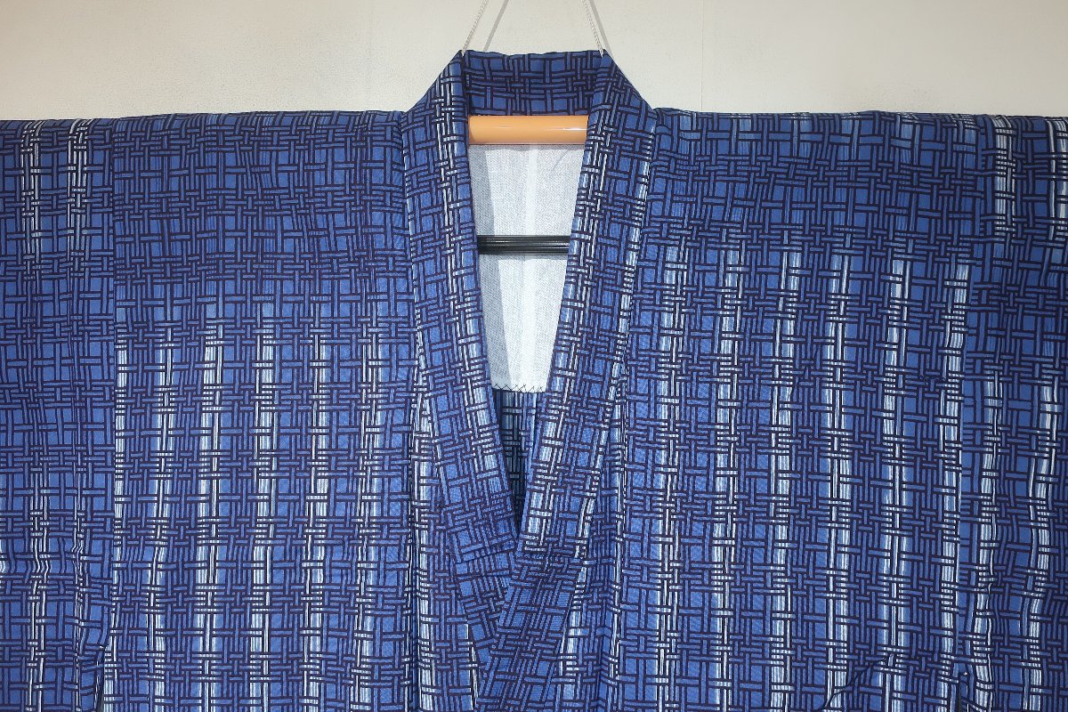 新作，100%新品 弐7688 江戸本染反物仕立て 男性単衣着物浴衣 裄