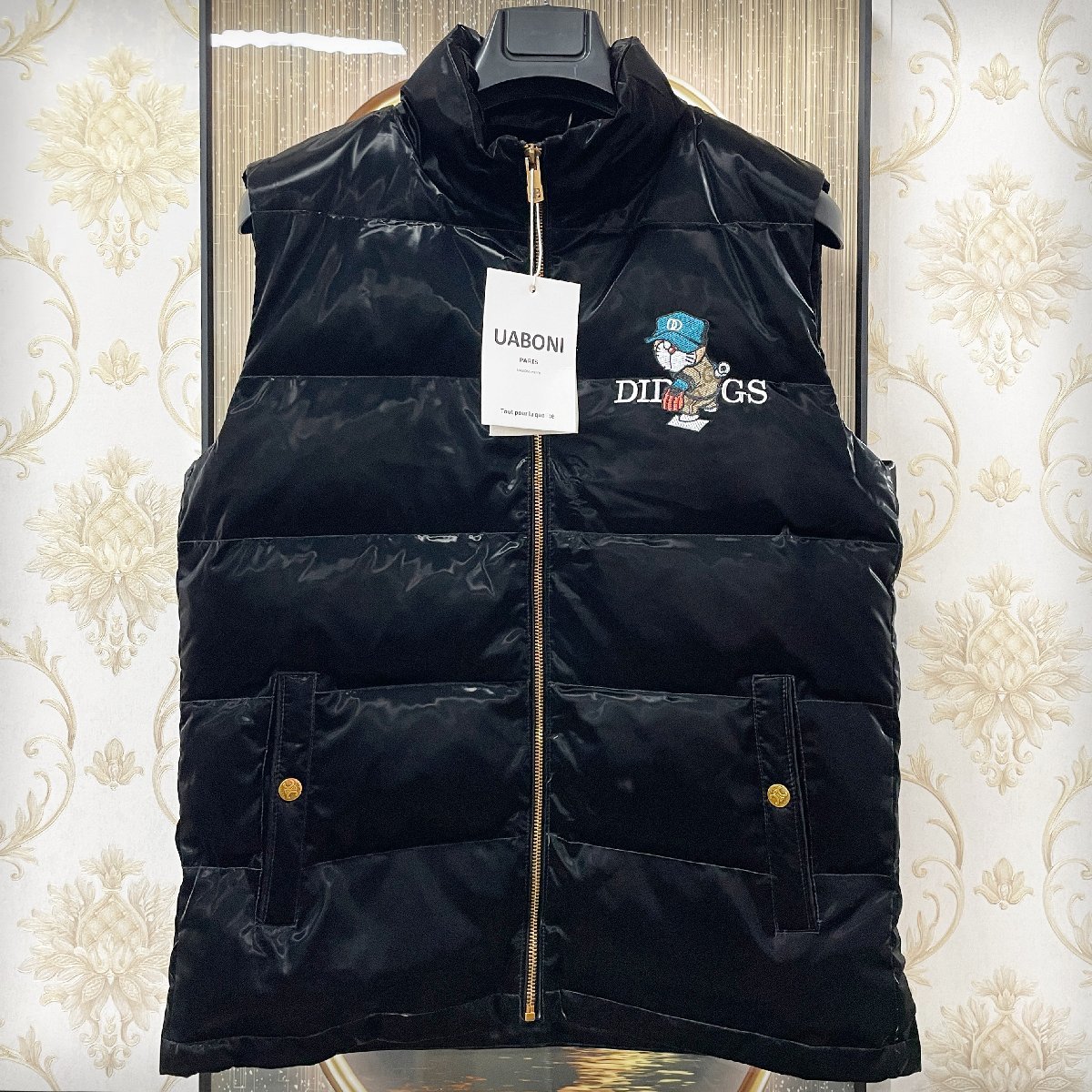 今節限定EU製＆定価10万◆UABONI＆ドラえもん*パリ発*ダックダウンベスト*ユアボニ*パリ発◆個性 防風防寒 撥水加工 高級刺繍 M/46サイズ