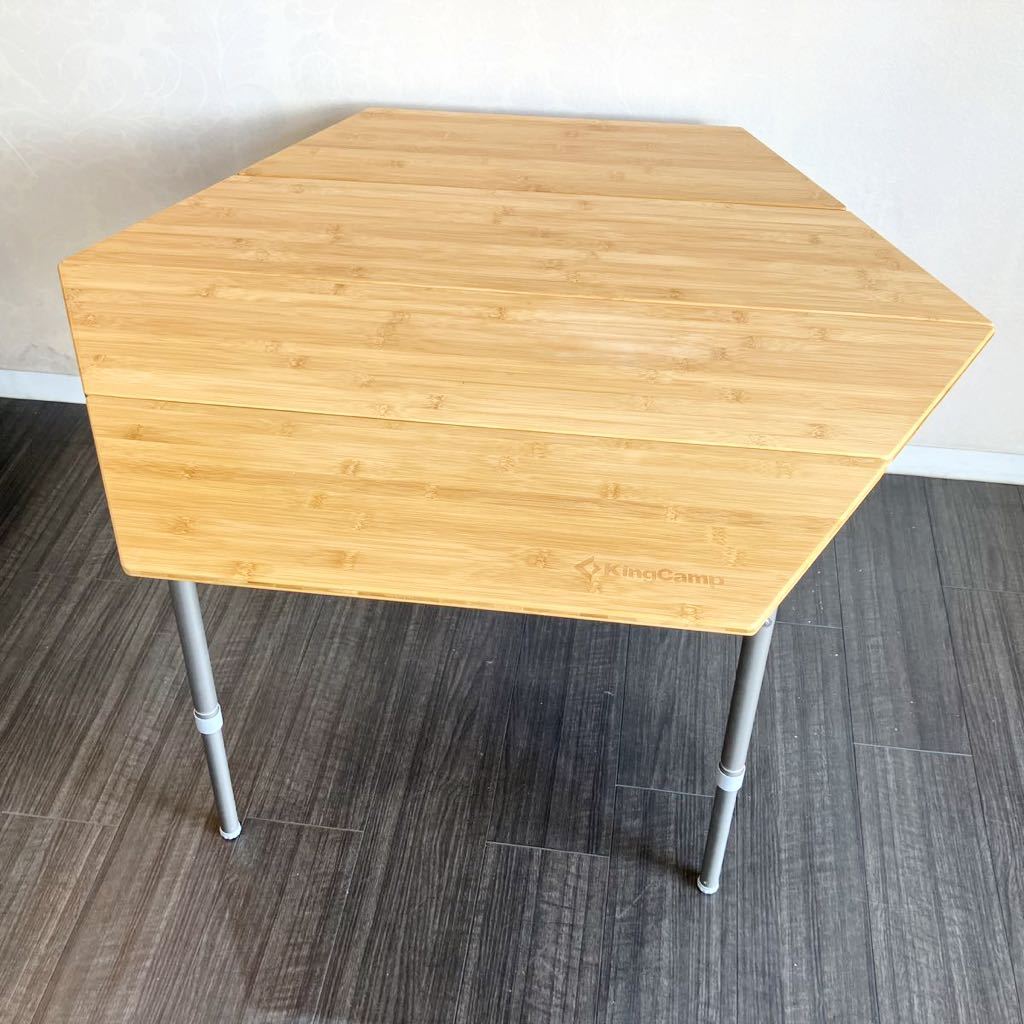 KingCamp アウトドアテーブル折りたたみキャンプテーブル高さ調節竹製