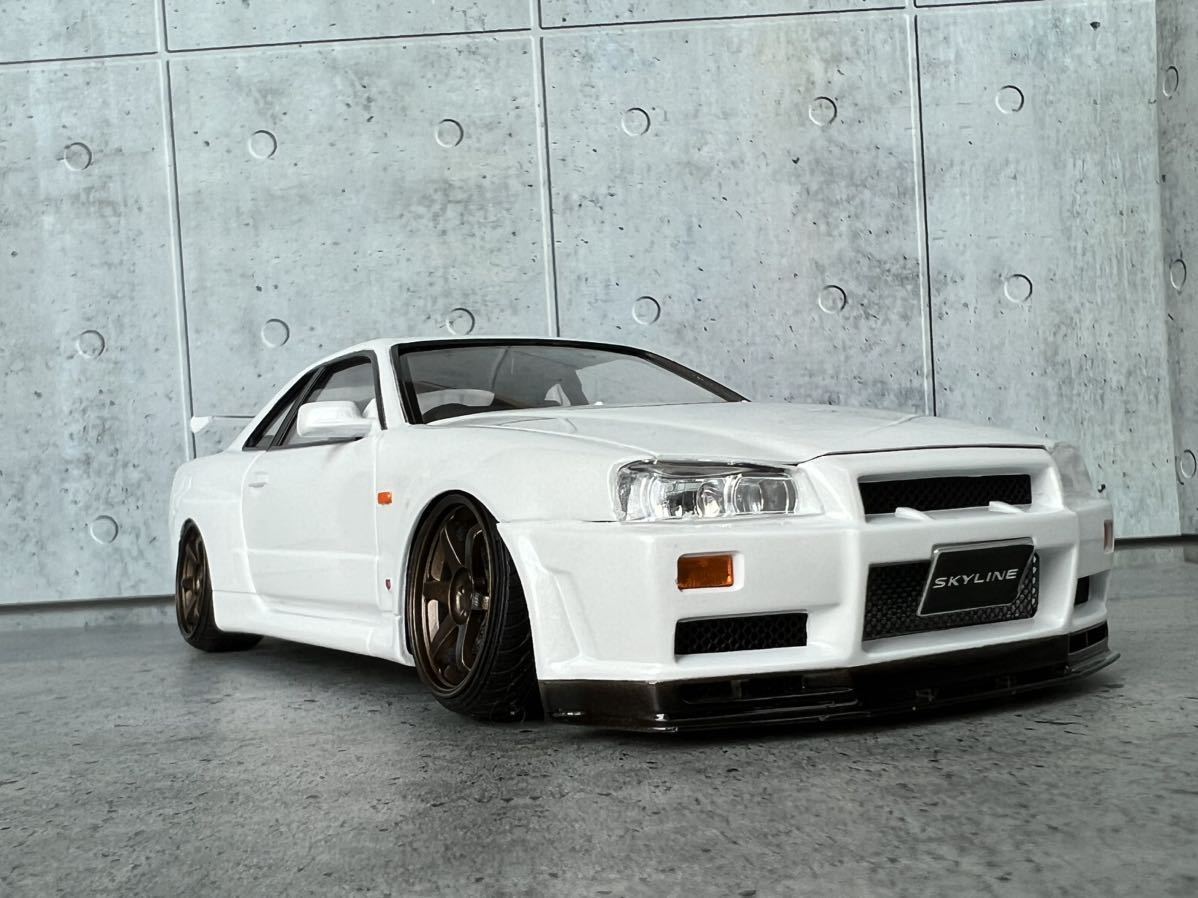 1/24 アオシマ スカイライン R34 GT-R 悔しく 完成品 stance 