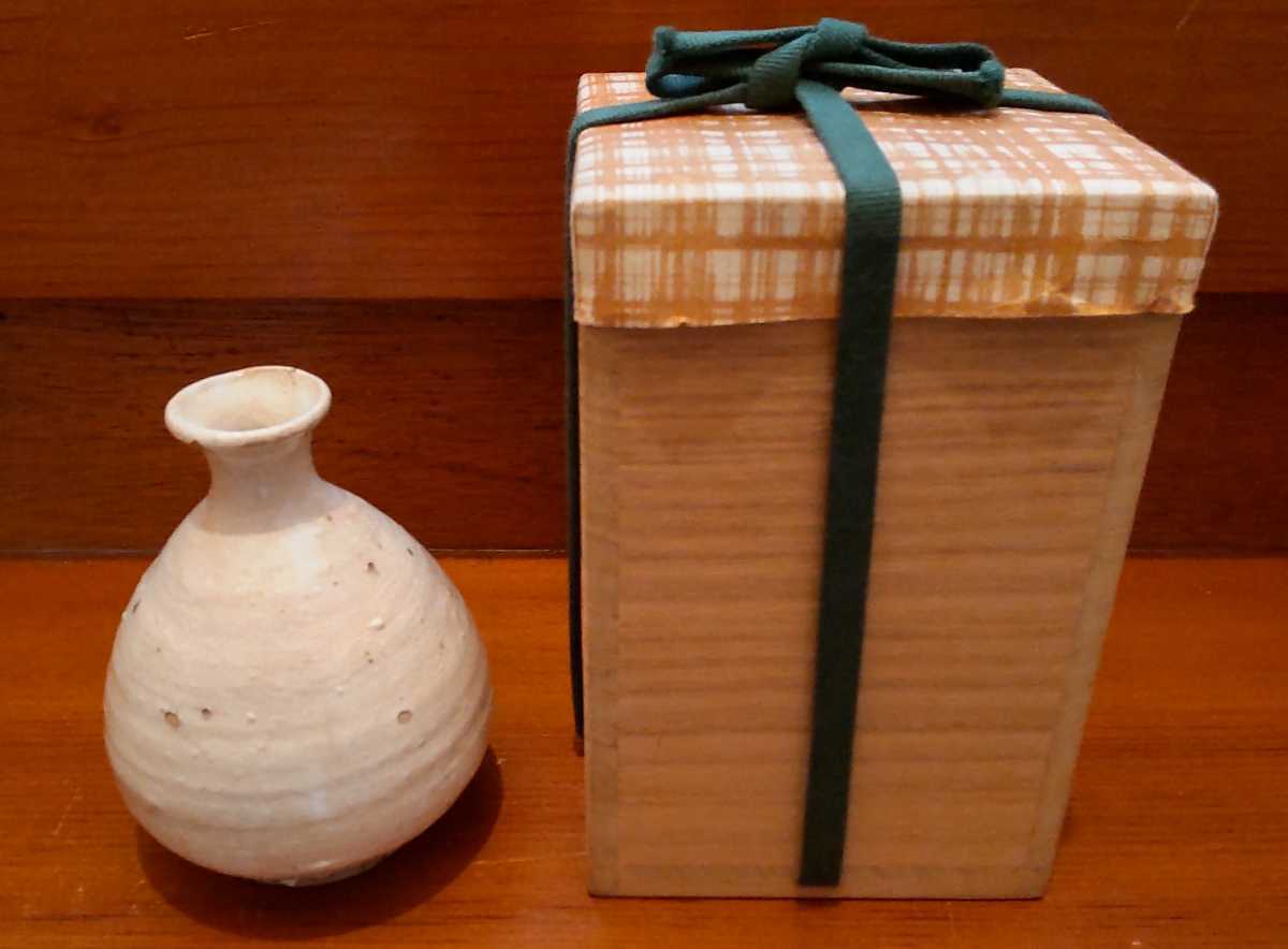 大野鈍阿 無地 酒次 徳利 大野宗恵 箱書 / 粉引 刷毛目 写 鈍翁 箒庵