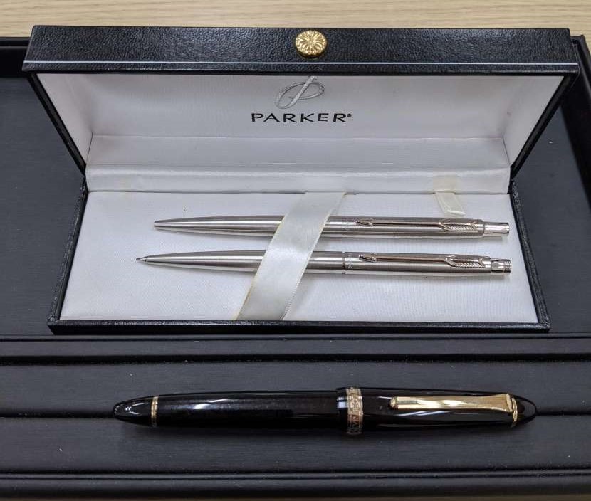 【筆記具　3点セット】セーラー万年筆 14K インク無し筆記未確認 ジャンク品　パーカー ボールペン・シャープペン 筆記確認済