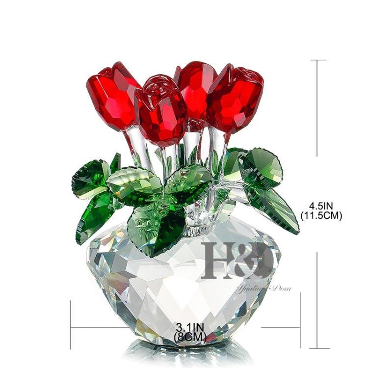 限定品】超美品水晶バラ置物1203-YS-147-4D 【公式通販】