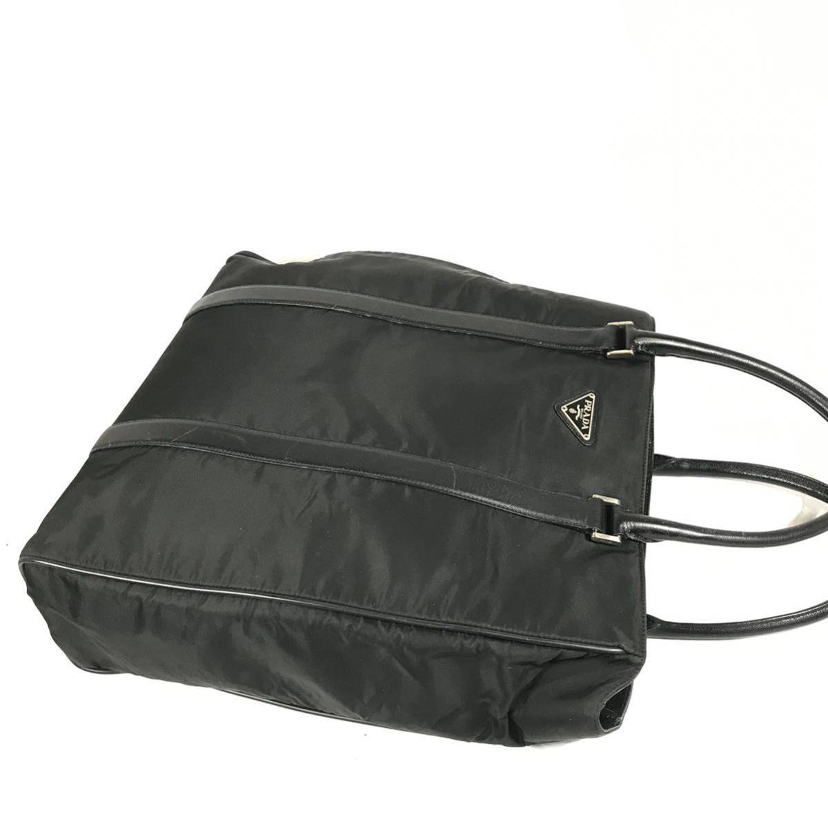 プラダ】本物 PRADA トートバッグ 三角ロゴプレート 黒 ビジネスバッグ 