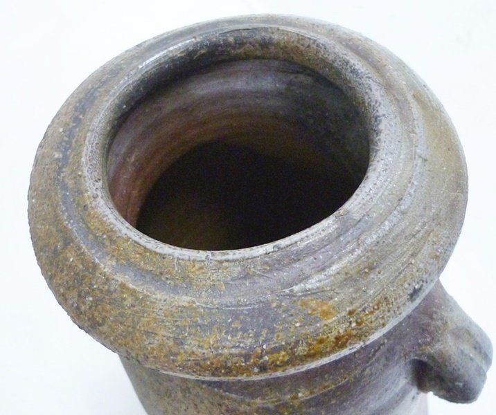 △ 人間国宝 備前焼 伊勢崎淳 備前耳付花生 花器 花瓶 木箱付き 工芸品