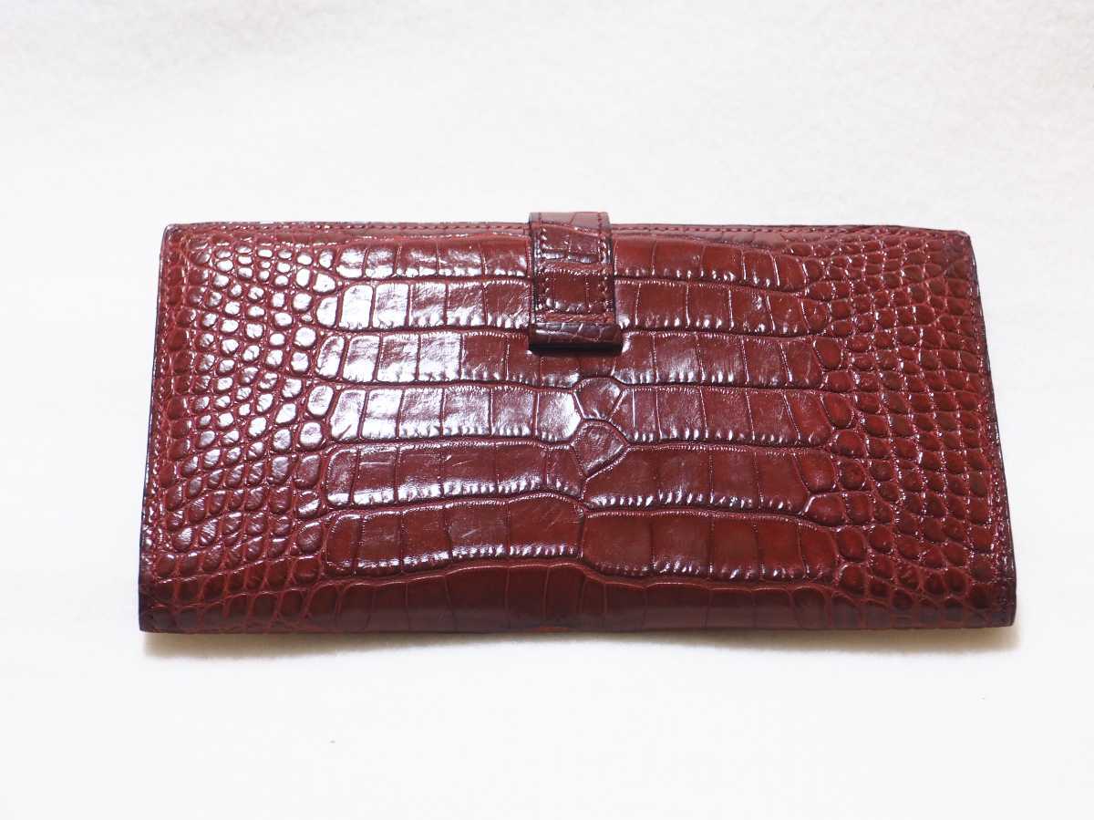 定価120万円超HERMESベアン 長財布 クロコ アリゲーター ピンク 楽天
