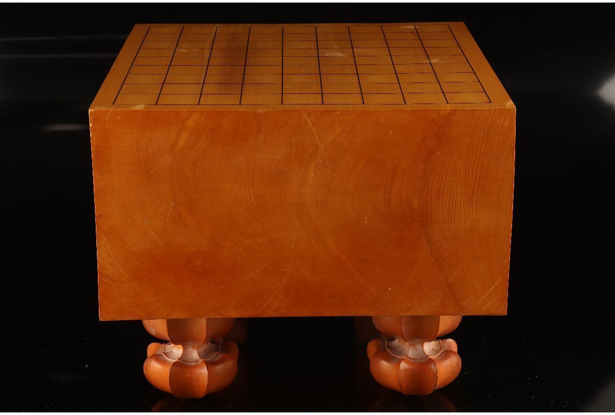 [URA]本榧製足付将棋盤/厚み18cm/約11.5kg/4-s12-18(検)骨董/将棋駒/カヤ/囲碁/将棋/碁笥/娯楽/趣味/碁石 | 前川榧碁盤店 本榧脚付将棋盤