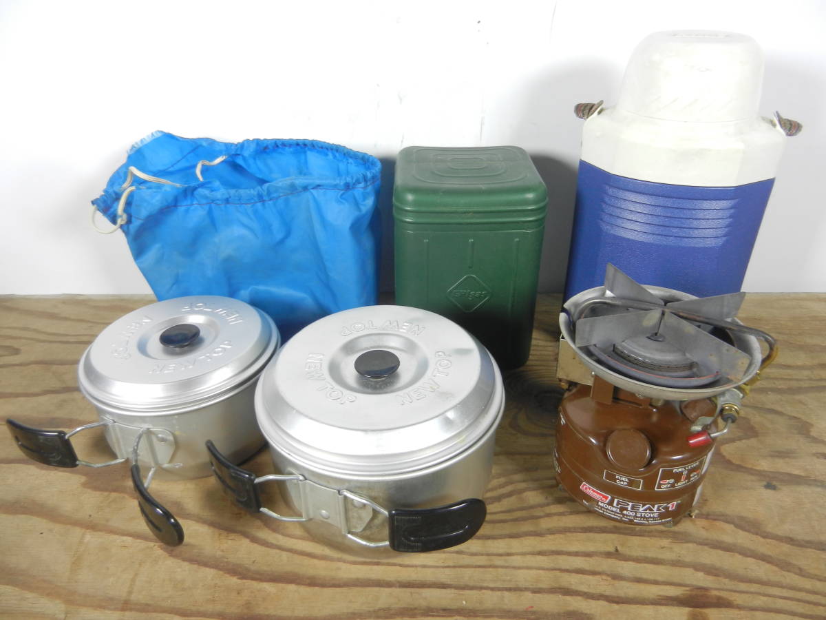 ▼アウトドア調理器具セット Coleman コールマン他 ガスストーブ ジャグ クッカー ※ジャンク品 ■80