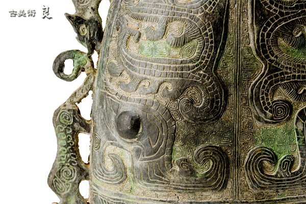 d2582 良 漢時代青銅饕餮文銅鐸 重さ1205g 検 中国古玩宋時代明時代