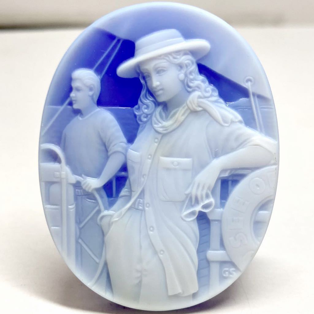 Gerhard Schmidt!!○ストーンカメオ 13.5g○67.5ct 44.9×35.0mm 彫刻