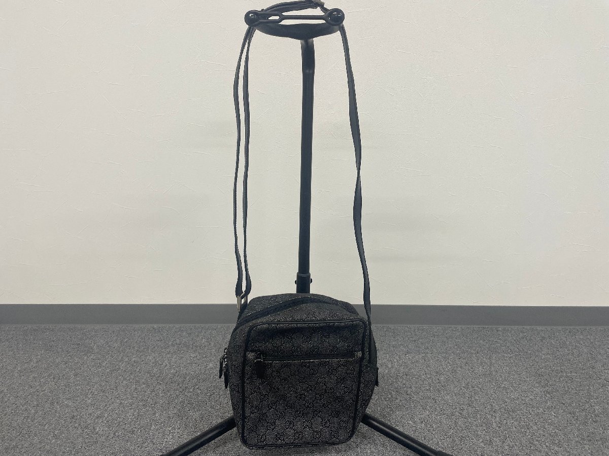 【中古品】GUCCI グッチ ショルダーバック GGキャンパス ミニショルダー 黒 ブラック メンズ レディース RA-02