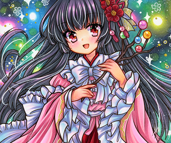 shnva(シノバ)先生 直筆手描き色紙 蓬莱山輝夜 (東方祭2016年入手