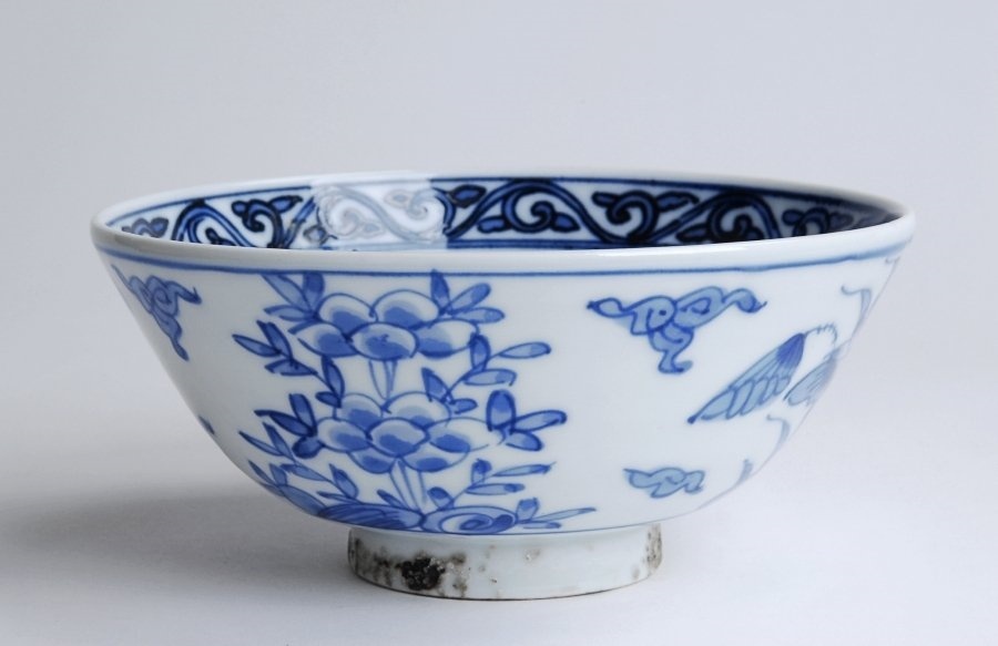永楽善五郎 造 呉須手 染付 菓子鉢 共箱付 直径約17.8×高さ8cm 茶道具