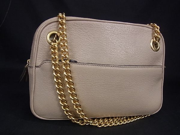 1円 ■美品■ J&M DAVIDSON ジェイアンドエムデヴィッドソン レザー チェーン ハンドバッグ ショルダー トート ベージュ系 AH9144ヒk