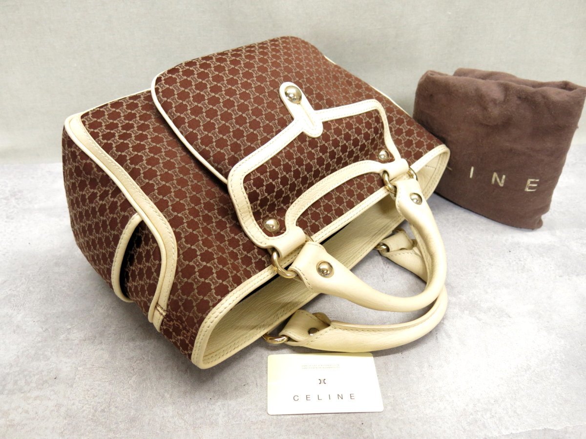 【美品】CELINE マカダム トリオンフ ブギーバッグ スエード 超美品○CELINE セリーヌ○ブギーバッグ○マカダム総柄○キャンバス