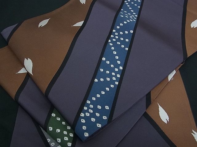 花美人■世界的人形師　辻村寿三郎　ジュサブロー　六通柄袋帯　舞桜斜線文　逸品　wb1369