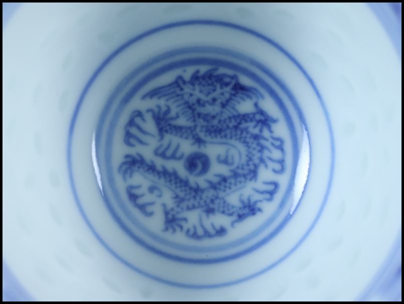 奇】中国美術 玩玉 底款/ 景徳鎮製 蛍手 染付 茶器揃 急須 湯呑 煎茶碗