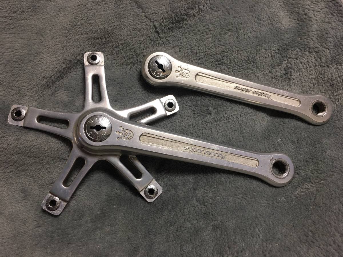 ☆sugino super mighty クランクセット 165mm 中古 スギノ ダブル用