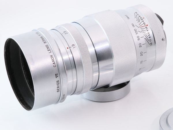 希少 美品Canon 85mm F/1.9 ライカL39レンズ、フード、ファインダー