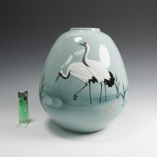 九谷焼 九谷焼名工 錦園窯 山上義正作 花瓶 陶器 共箱 九谷焼 九谷焼