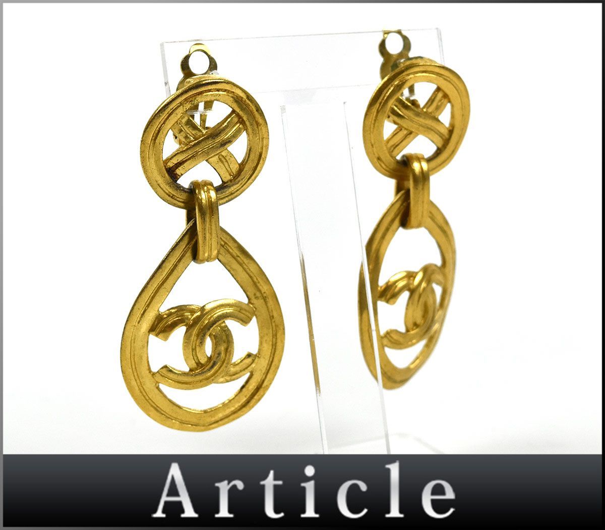 ベッド 143084〇 CHANEL シャネル ココマーク ドロップ型 イヤリング GP