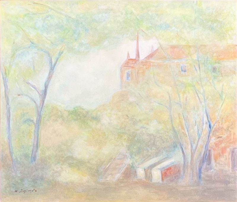 FCP】 真作保証 杉本亀久雄 油彩画10号 「マドリード公園の朝