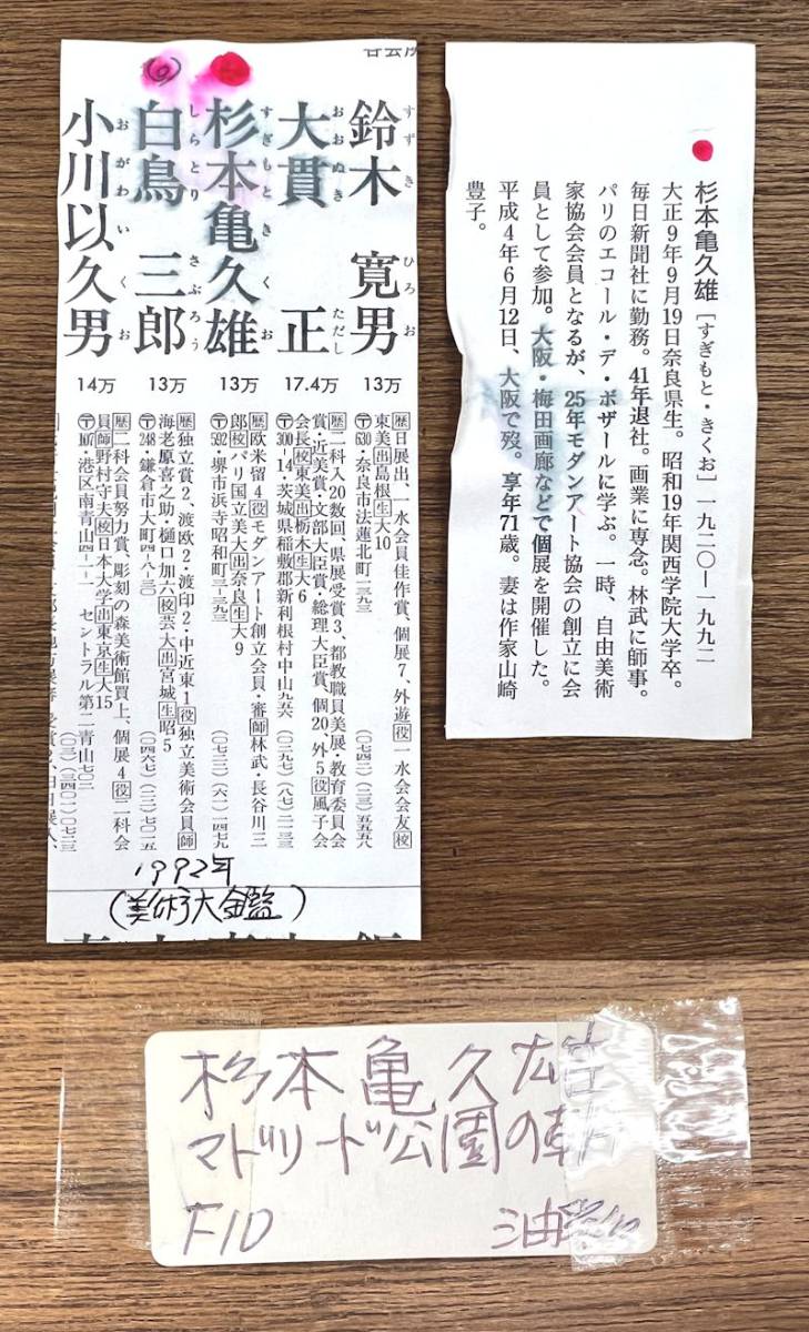 FCP】 真作保証 杉本亀久雄 油彩画10号 「マドリード公園の朝