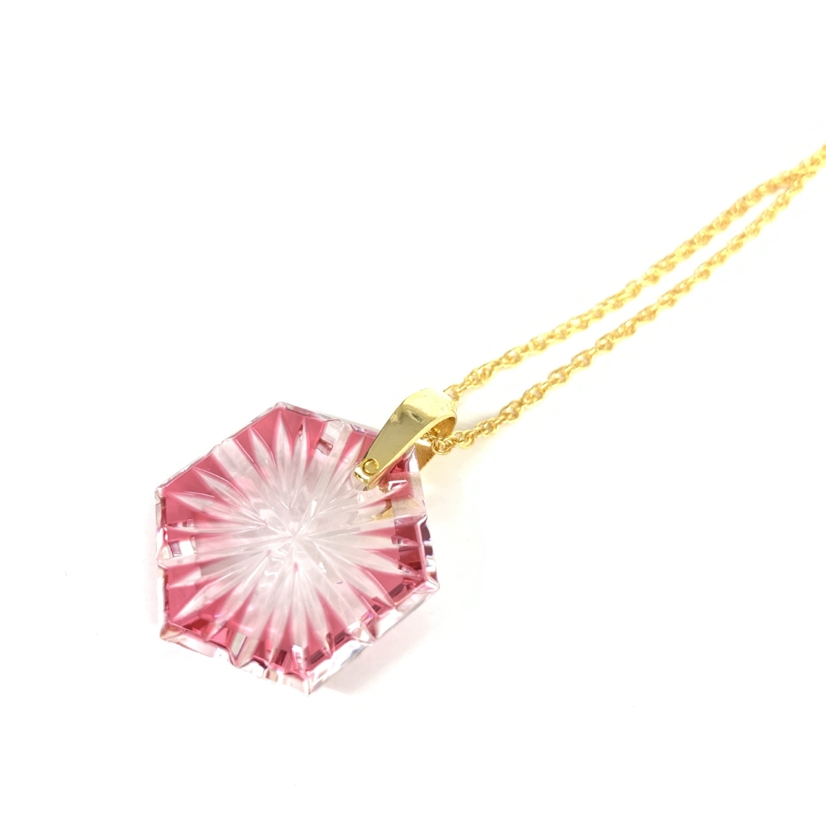 美品◇KAGAMI CRYSTAL カガミクリスタル 江戸切子ネックレス◇ レッド 