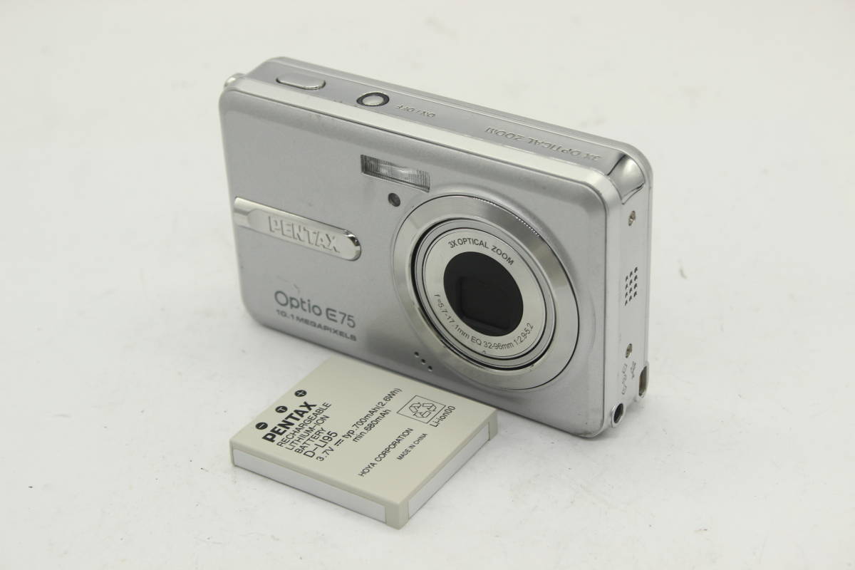 【返品保証】 ペンタックス Pentax Optio E75 3x Optical Zoom バッテリー付き コンパクトデジタルカメラ C2986