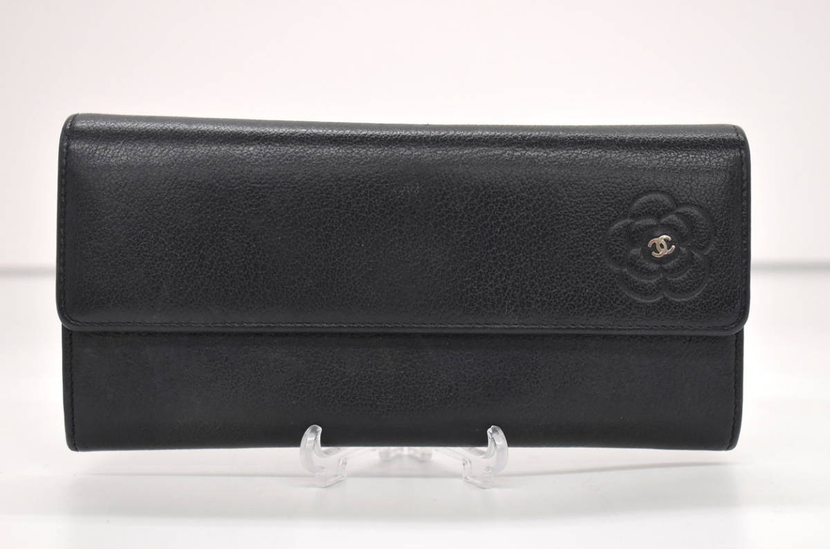 シャネル CHANEL 長財布 ブラック フラップ 16131546 カメリア