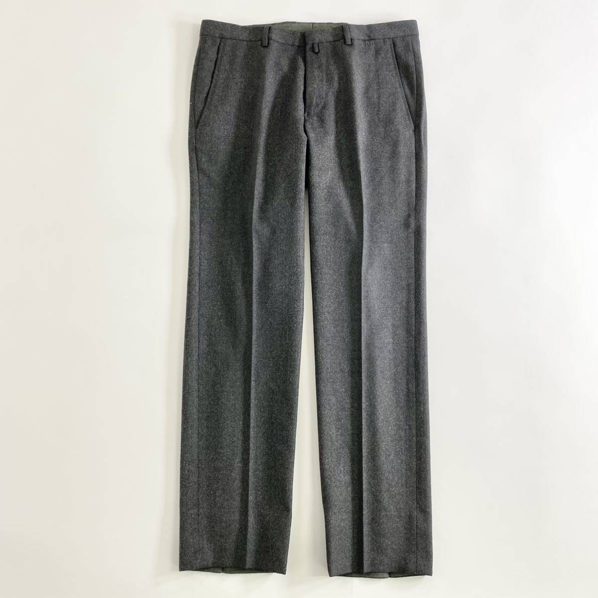 6a27《美品》JIL SANDER ジルサンダー 美シルエット スラックスパンツ ボタンフライ カジュアル 46 Mサイズ相当 グレー メンズ 正規品