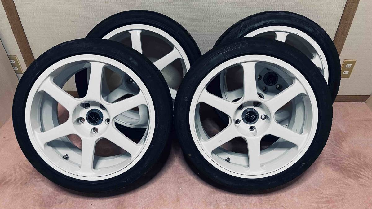 YOKOHAMA AVS Model6 18インチ 9J +45 4本通し ガリ傷無し ホワイト再  