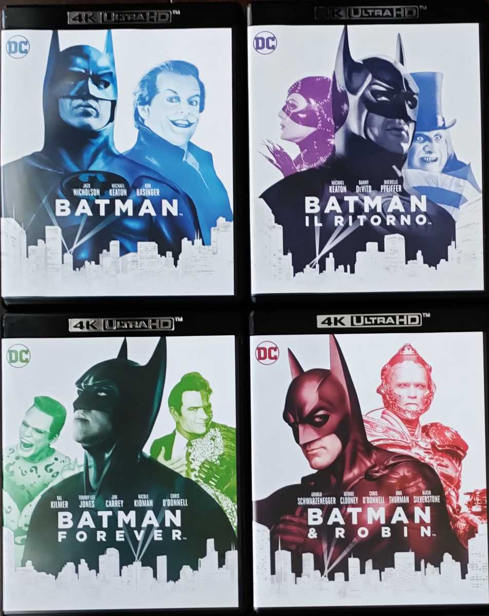即決 送料無料 バットマン+リターンズ+フォーエヴァー+バットマン＆ロビン Mr.フリーズの逆襲 旧四部作 4K ブルーレイ 4枚 輸入盤 日本語有