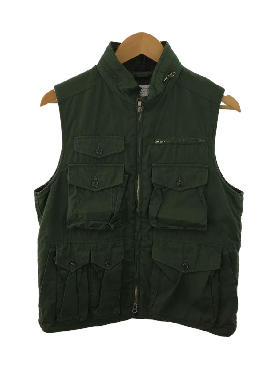Engineered Garments◆襟コーデュロイ/ハンティングベスト/ベスト/S/ナイロン/GRN/無地/襟使用感有