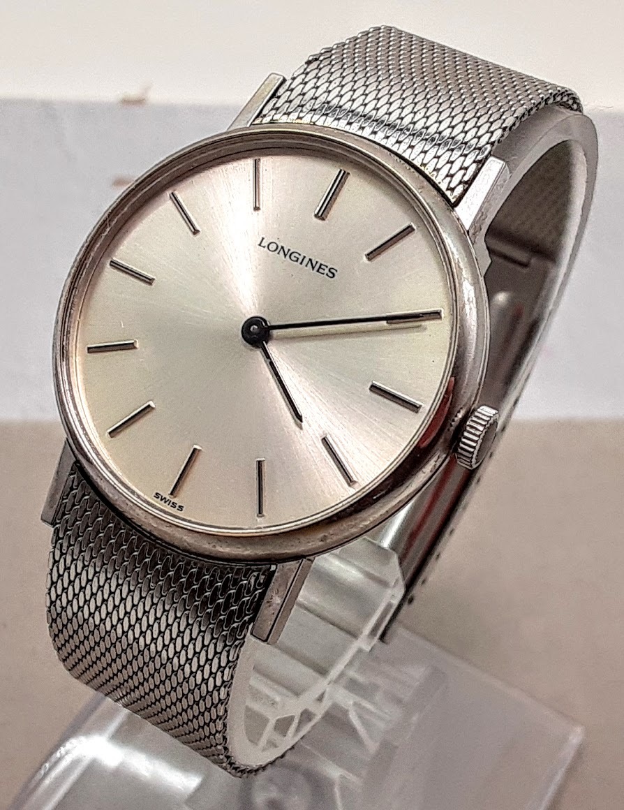 1円【稼働品】LONGINES ロンジン 腕時計 クォーツ GOLD ELECTROPLATED BEZEL☆ステンレス シルバー文字盤 ブランド メンズ レディース 中古