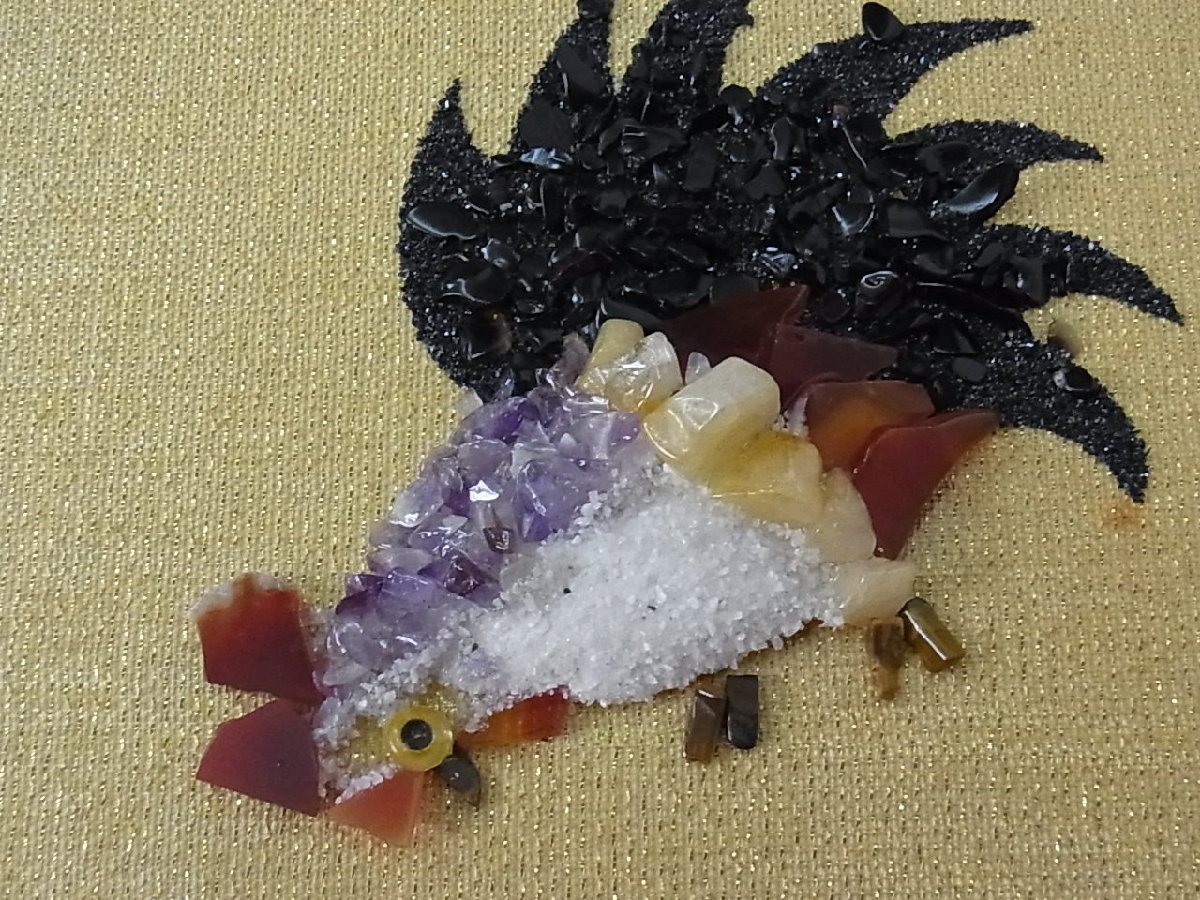 貴石画 宝石画 鶏 額装品