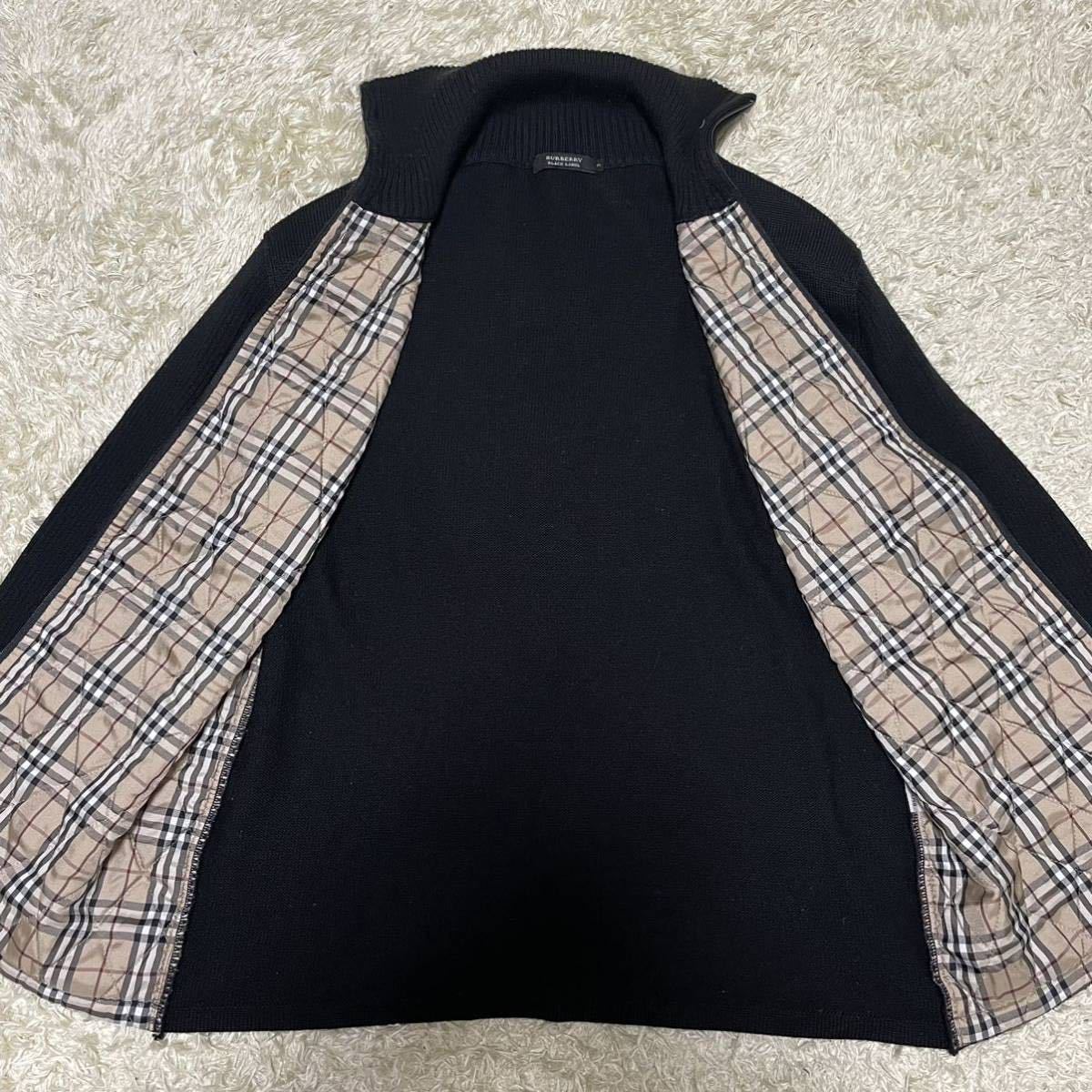 Lサイズ 3 BURBERRY BLACK LABEL ビッグホースロゴ刺繍 ストライプ 