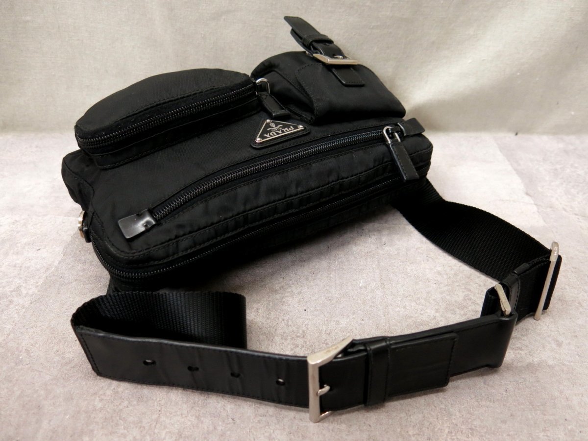 ○美品○PRADA プラダ○ポコノ ナイロン カーフ レザー 本革○ワン 
