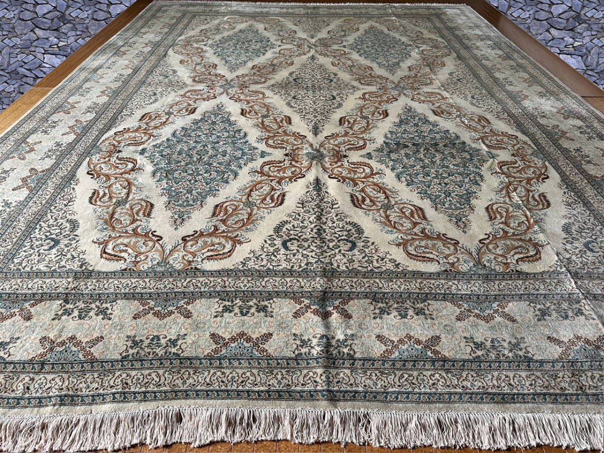【100%新品，限定SALE】 400&times;305 cm イラン カシャーン産ペルシャ絨毯／ウール 手織り 2757-360(カーペット一般)｜売買されたオークション情報、yahooの商品情報をアーカイブ公開 - オークファン カーペット一般