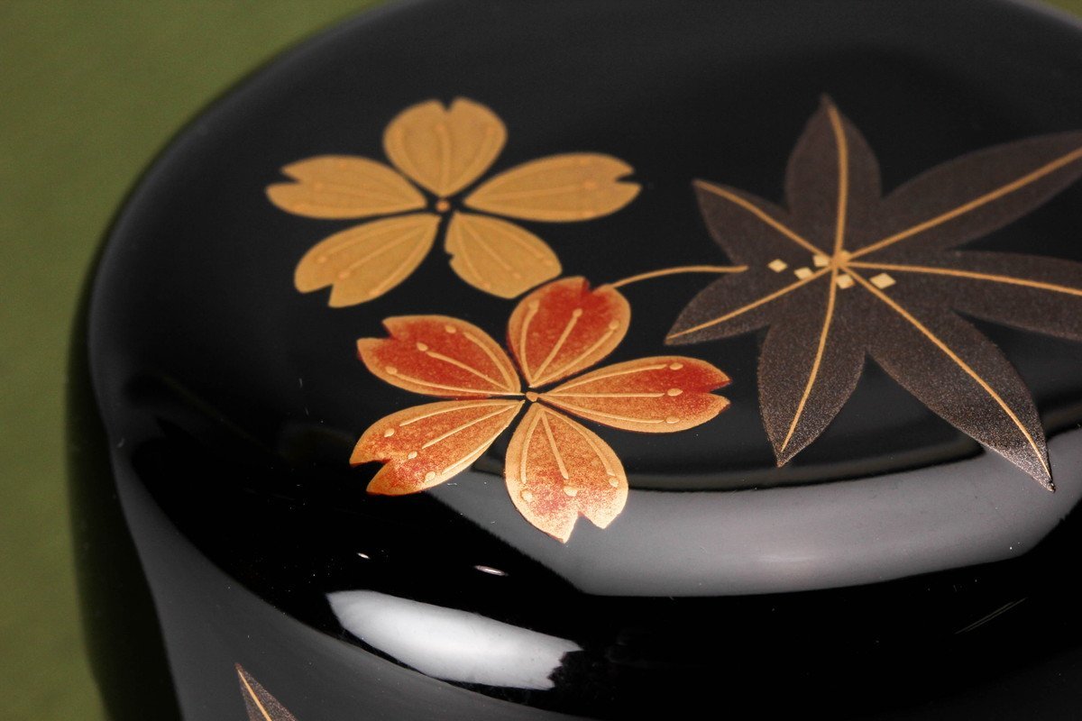 佳香】中村孝也 春秋蒔絵中棗 共箱 茶道具 本物保証