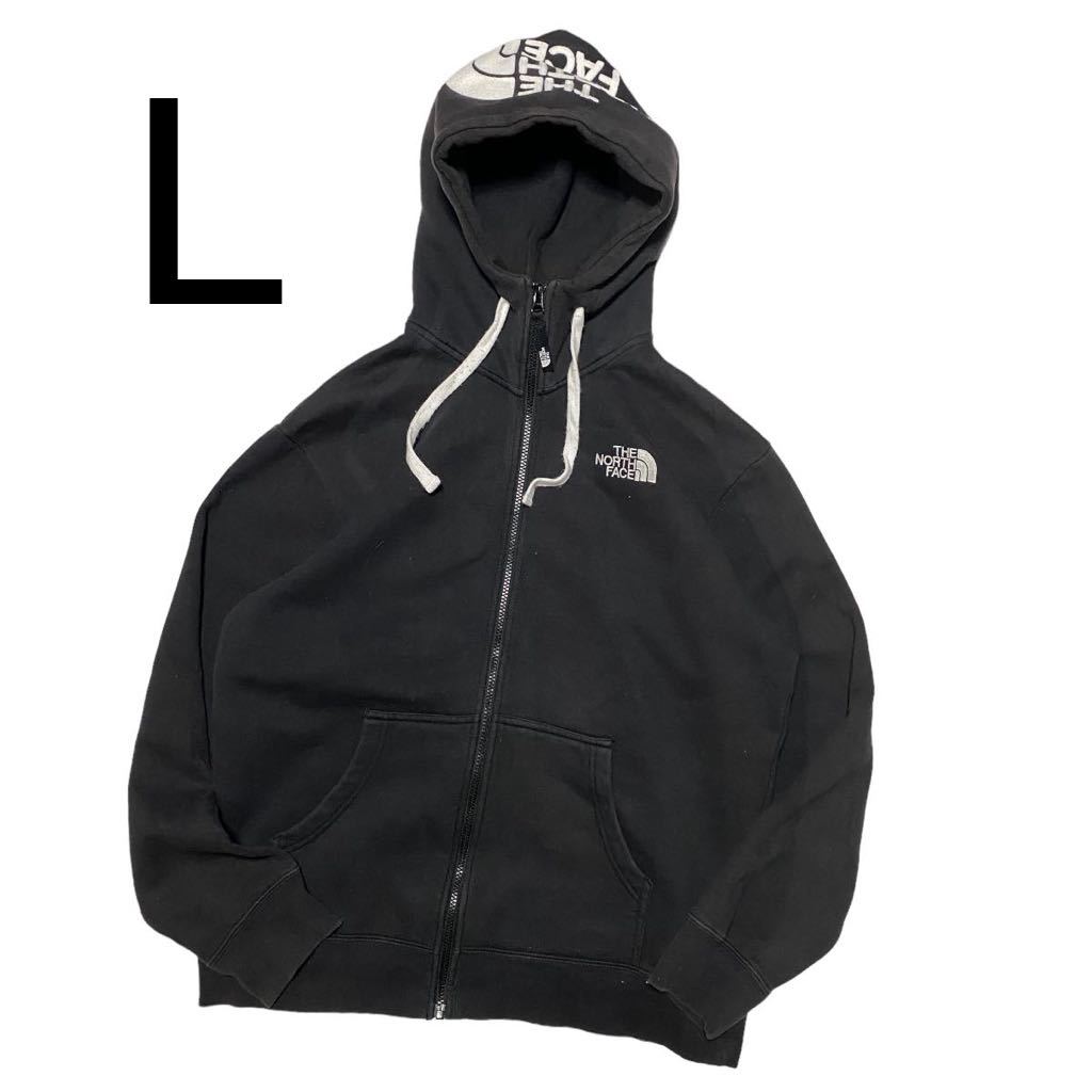 大人気 大きめサイズ THE NORTH FACE ザ・ノースフェイス 肉厚 フルジップパーカー フーディー ブラック L 裏起毛