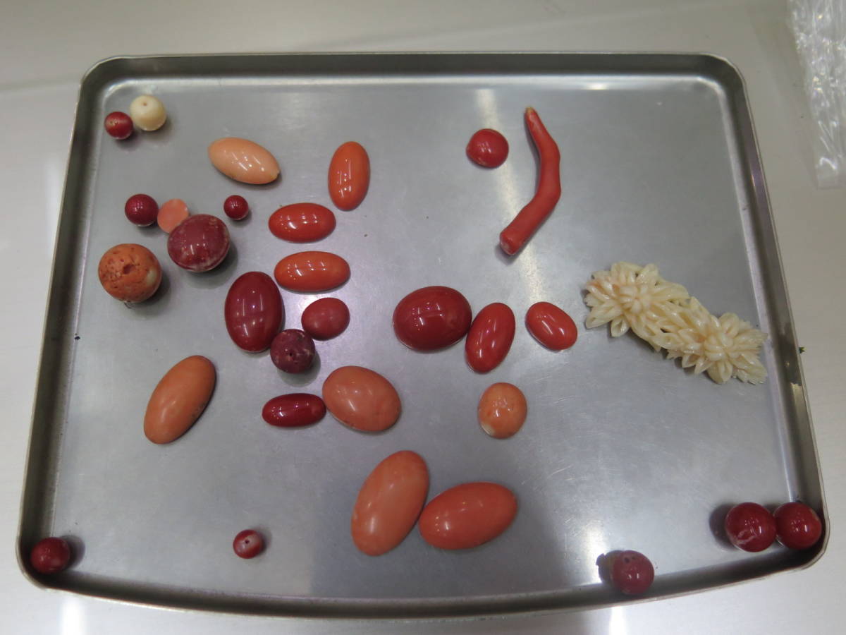 M*石様 サンゴ カフス まとめ 珊瑚 赤珊瑚 総重量57g 希少 コーラル 花