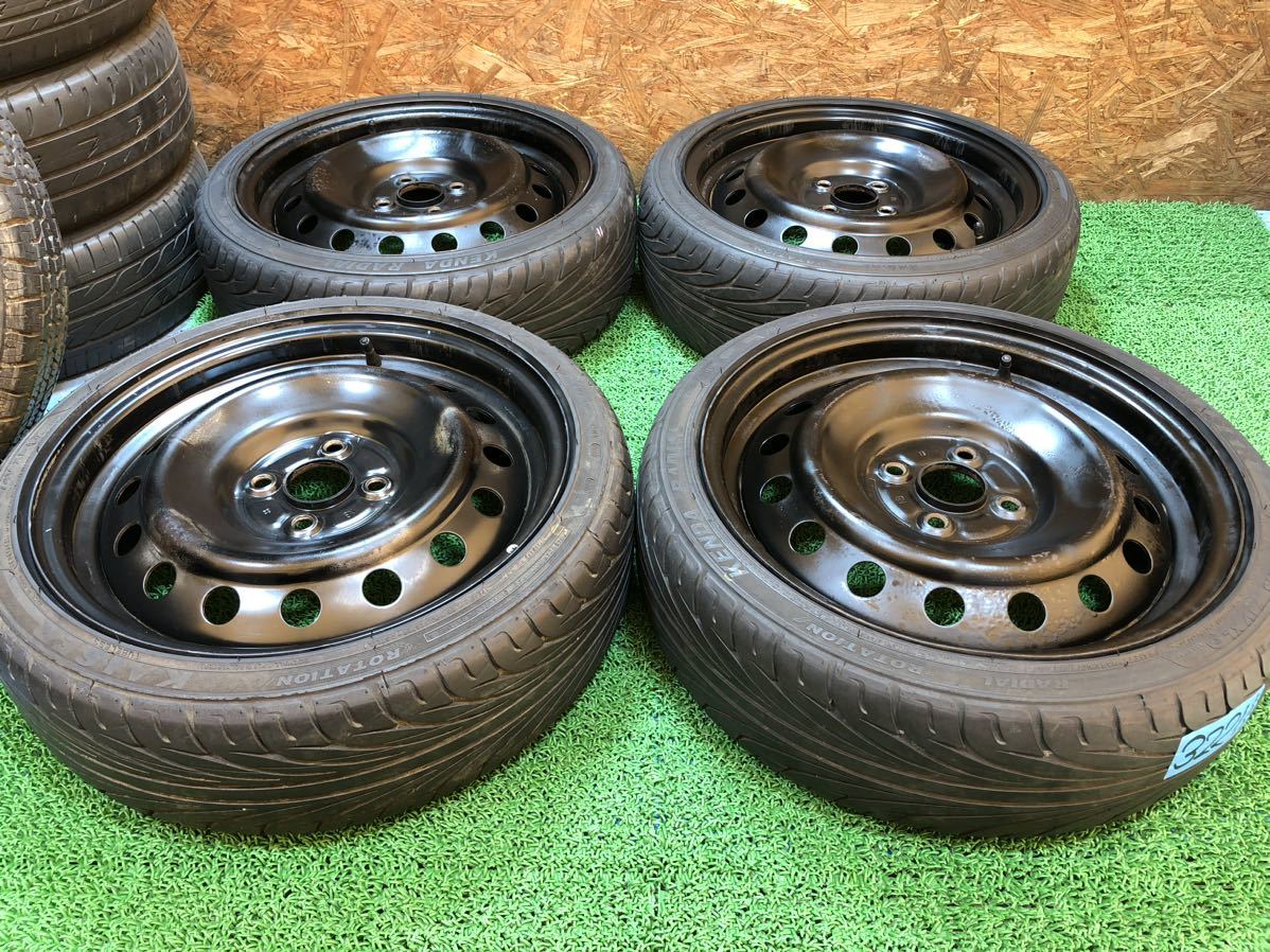 鉄チンホイール 16inch 5.5j+38 × KENDA 165/45R16 PCD100 4穴 軽  