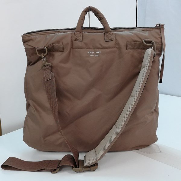 G159c [コラボ] PORTER × HYKE ヘルメットバッグ L ベージュ 2WAY 