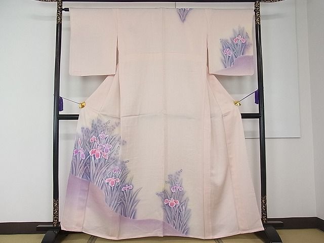 平和屋着物■訪問着　単衣　手描き　杜若　暈し染め　逸品　rv0527