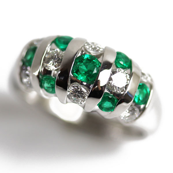 Pt900プラチナ リング・指輪 エメラルド0.56ct ダイヤモンド0.50ct 12 